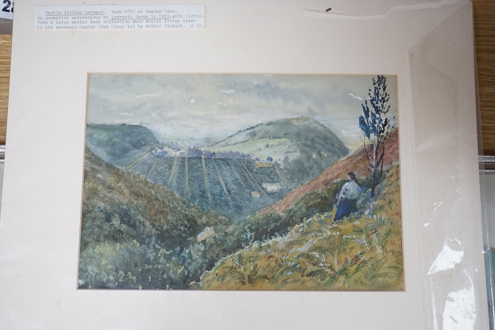 'From the Studio of Fred Cuming’. Martin William Gatward (Camden, b.1876), watercolour, ‘Lynmouth, Devon’, mounted, 16.5 x 24cm, unframed. Condition - fair